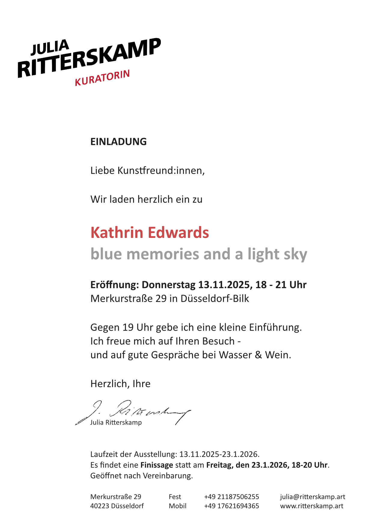 Kathrin Edwards: blue memories and a light sky, Julia Ritterskamp - Rückseite