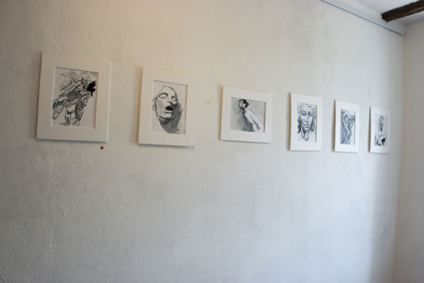 Ausstellungsansicht "Fachwerk im Fachwerk", Ausgewählte Positionen der Klasse Anzinger der Kunstakademie Düsseldorf, Kunsthaus Metmann, Metmann, 2017
