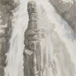"cascade", Tusche auf Papier, 70x177 cm, 2018