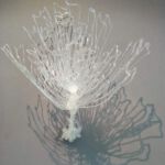 Ausstellungsansicht, growth I, Wandobjekt, Farbloses PLA-Filament, gerahmt, 20x20 cm, 2019