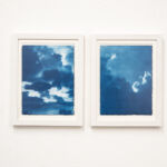 blue sky I und II, Rahmen je 18 x 24 cm, weiß-lasiert mit Passpartout