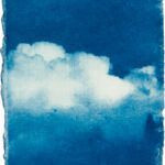 aus der Serie "mini-sky" (24), Cyanotypie auf Kozo Washi, ca. 5 x 7 cm, 2024