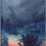 Kathrin Edwards, blue memories (25) 11, Cyanotypie und Aquarell auf Büttenpapier, Unikat, 11,6 x 17,1 cm, 2025